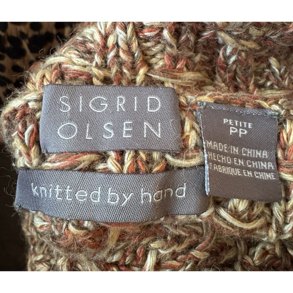 Sigrid Olsen Hand Knitted Sweater Women’s Multicolor Silk Alpaca Size PS - Picture 6 of 8